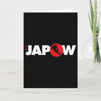 Japan Ski Shirt Japow Powder Skiing Japanese Flag  Card