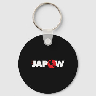 Japan Ski Shirt Japow Powder Skiing Japanese Flag  Key Ring