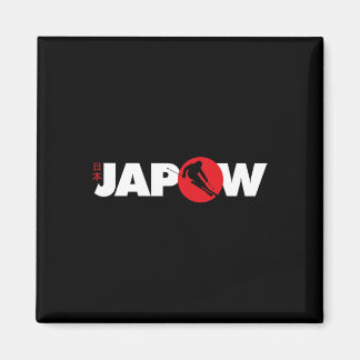 Japan Ski Shirt Japow Powder Skiing Japanese Flag  Magnet