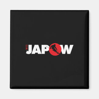 Japan Ski Shirt Japow Powder Skiing Japanese Flag  Magnet