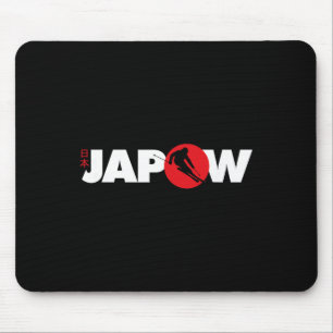 Japan Ski Shirt Japow Powder Skiing Japanese Flag Mouse Mat