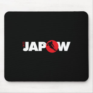 Japan Ski Shirt Japow Powder Skiing Japanese Flag Mouse Mat