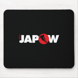 Japan Ski Shirt Japow Powder Skiing Japanese Flag  Mouse Mat