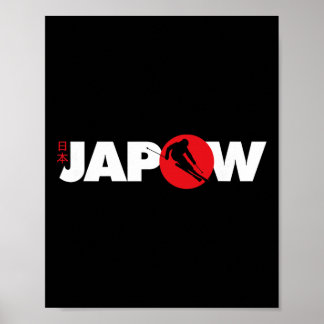 Japan Ski Shirt Japow Powder Skiing Japanese Flag  Poster