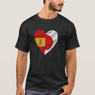 Japan Spain Heart Spanish Flag Japanese Flag Love  T-Shirt