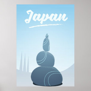 Japan Standing Stones Stacked in the landscape. Poster