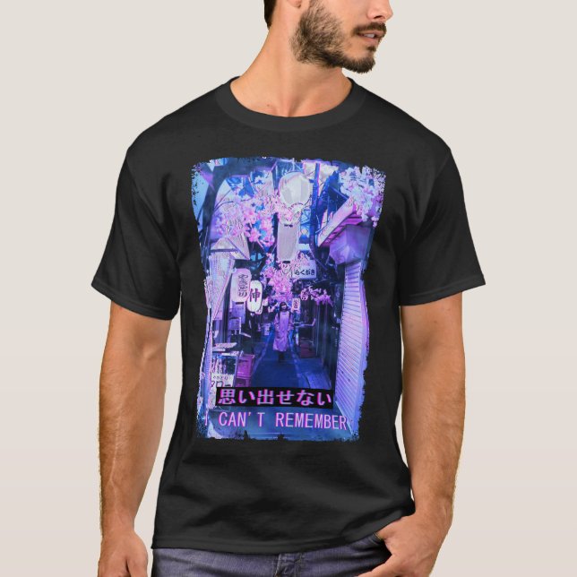 Japan Street Fashion Vaporwave Glitch Tokyo Night T-Shirt (Front)