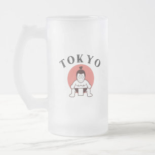 Japan Sumo Tokyo - Son of The Sun Frosted Glass Beer Mug