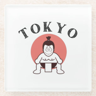 Japan Sumo Tokyo - Son of The Sun White Glass Coaster