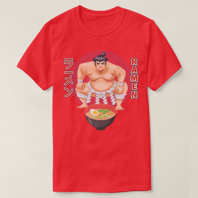 Japan Sumo Wrestler Ready To Eat Ramen Noodles 393 T-Shirt (Design Front)