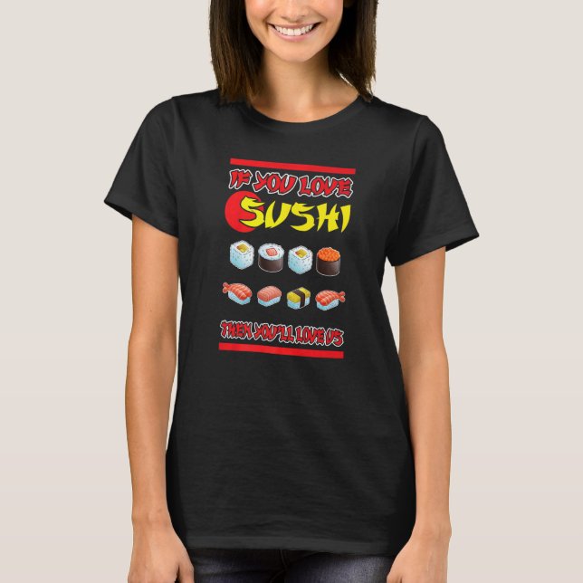 Japan Sushibar Diner Wasabi Temaki Sushiman Daikon T-Shirt (Front)