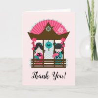 Japan Thank You Kimono Girls Fan Card
