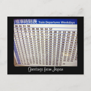japan timetable postcard