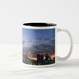 Japan. Tokyo. Rainbow Bridge in Tokyo Bay. Two-Tone Coffee Mug