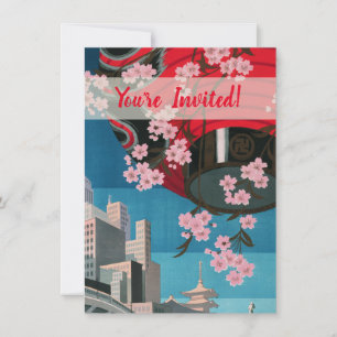 Japan Tokyo Vintage Japanese Travel Poster Invitation