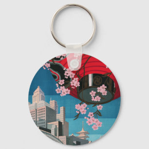 Japan Tokyo Vintage Japanese Travel Poster Key Ring