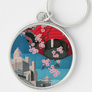 Japan Tokyo Vintage Japanese Travel Poster Key Ring