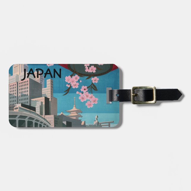 Japan Tokyo Vintage Japanese Travel Poster Luggage Tag (Front Horizontal)