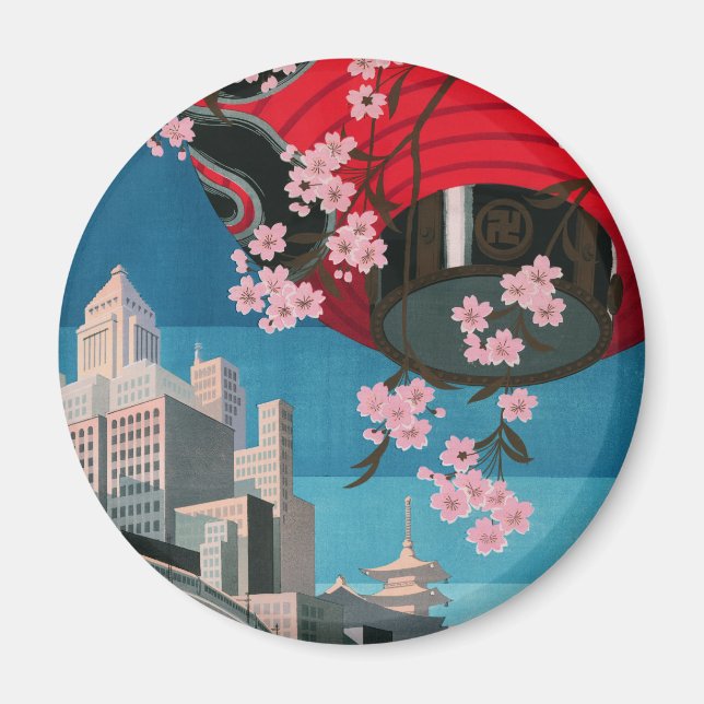 Japan Tokyo Vintage Japanese Travel Poster Magnet (Front)