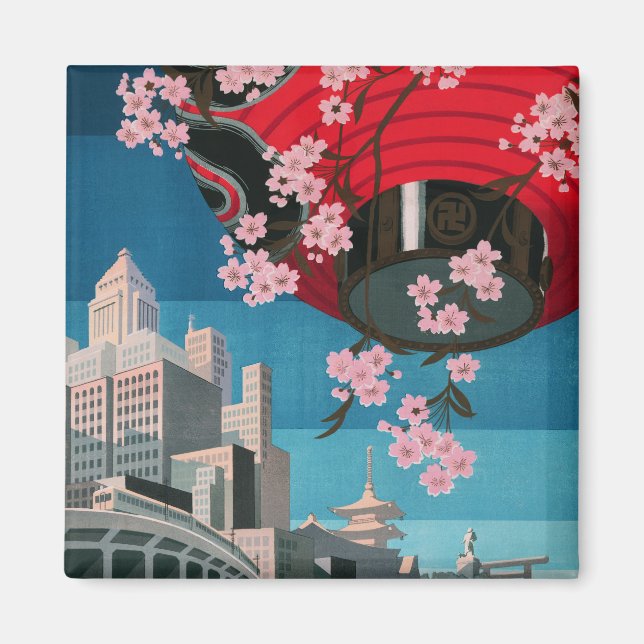 Japan Tokyo Vintage Japanese Travel Poster Magnet (Front)