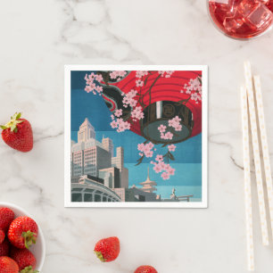 Japan Tokyo Vintage Japanese Travel Poster Napkin