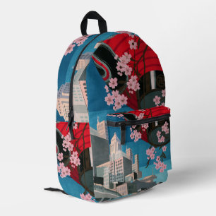 Japan Tokyo Vintage Japanese Travel Poster Printed Backpack
