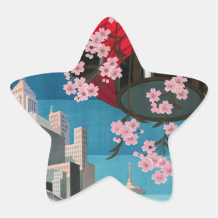Japan Tokyo Vintage Japanese Travel Poster Star Sticker