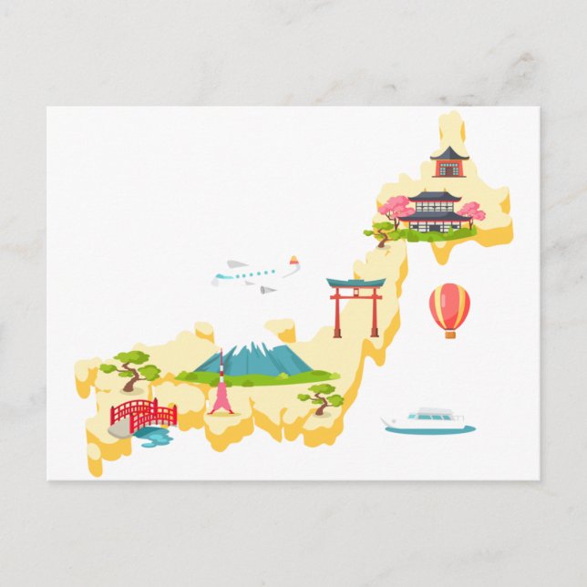 Japan touristic map postcard (Front)