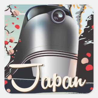 Japan Train vintage travel poster. Square Sticker