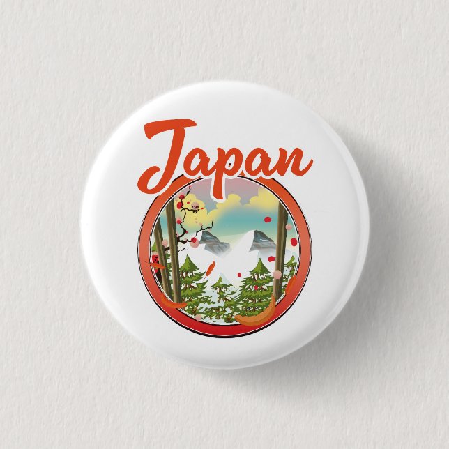 Japan travel logo 3 cm round badge (Front)