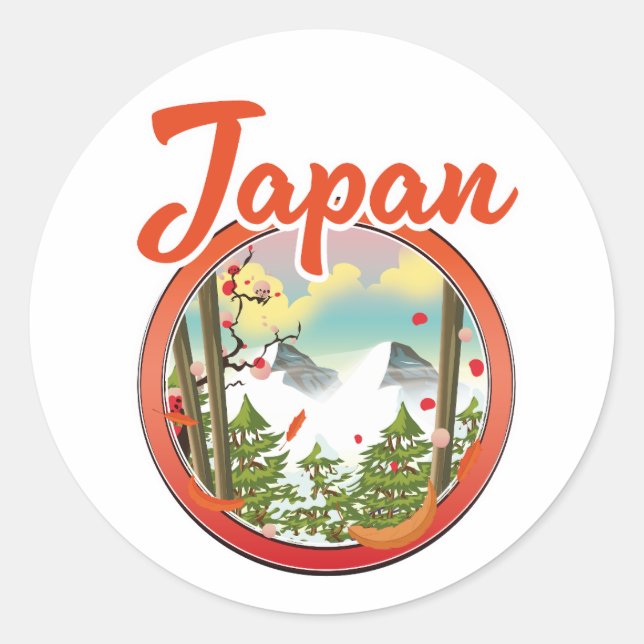 Japan travel logo classic round sticker (Front)