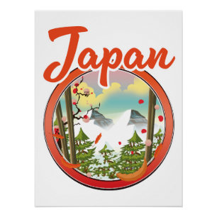 Japan travel logo poster