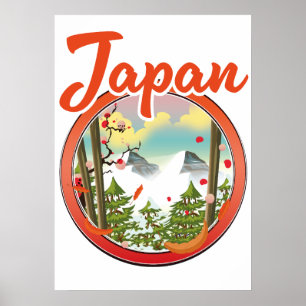 Japan travel logo poster
