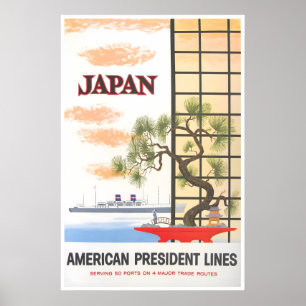 Japan Travel Poster American President Lines Print
