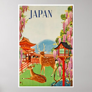 Japan Travel Poster Japanese Print Deer Art