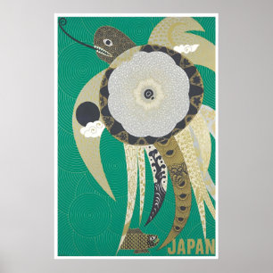 Japan Travel Poster Turtle Print Japanese ArtA