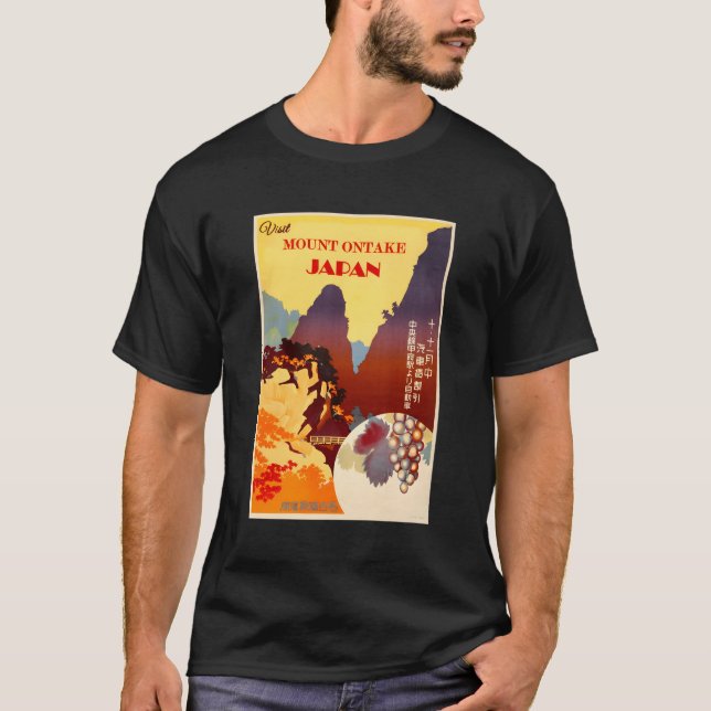 Japan Travel Print Mount Ontake Grapes Vineyards T-Shirt (Front)