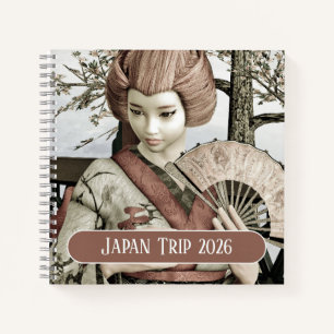 Japan Trip 2026 Vintage Geisha Sakura Art Notebook