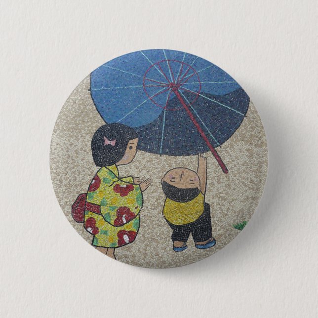 japan umbrella 6 cm round badge (Front)