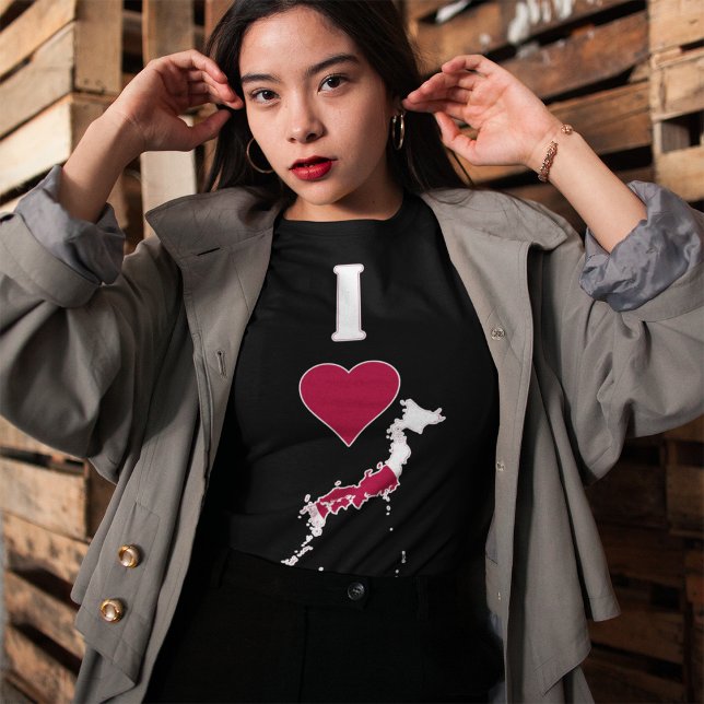 Japan Vertical I Love Japanese Flag Map Women's T-Shirt (Creator Uploaded)