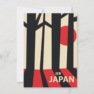 Japan vintage forest travel poster. invitation