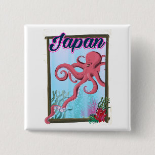 Japan vintage style travel poster 15 cm square badge