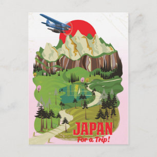 Japan vintage style travel poster postcard