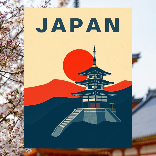 Japan Vintage Travel Art Pagoda Temple Postcard (Japan Vintage Travel Art Pagoda Temple Postcard
)