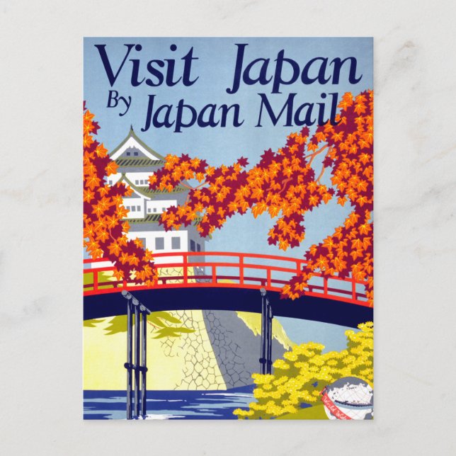 Japan Vintage Travel Poster Restored Postcard (Front)