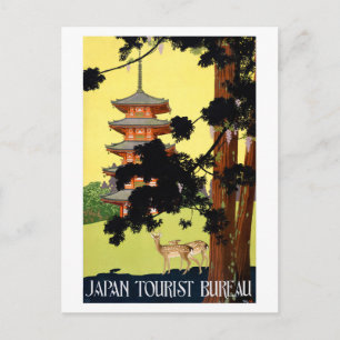 Japan Vintage Travel Poster Restored Postcard