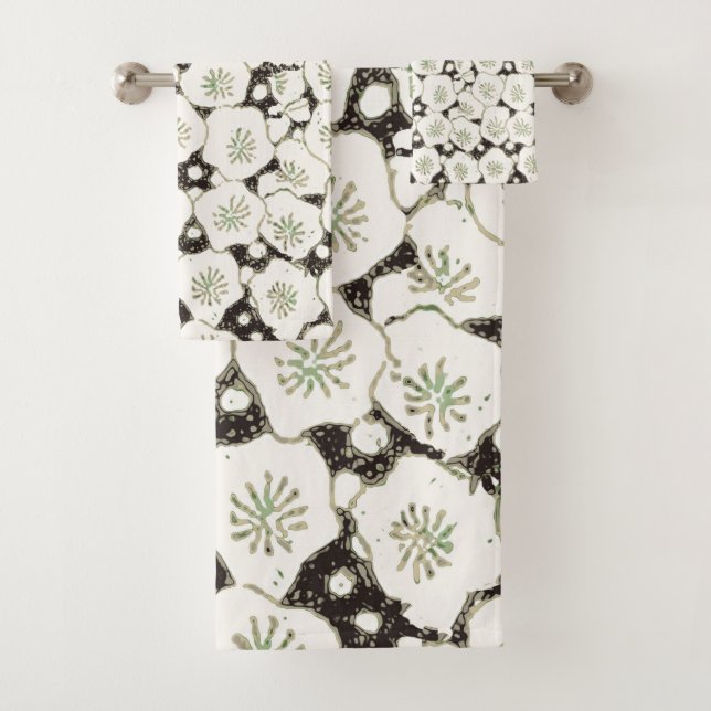 Japan White Flower floral garden Bath Towel Set (Insitu)