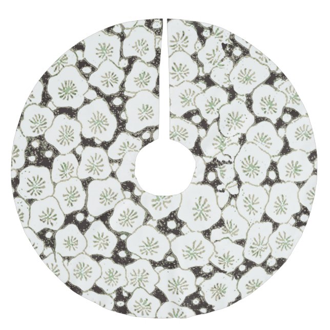 Japan White Flower floral garden Brushed Polyester Tree Skirt (Front)