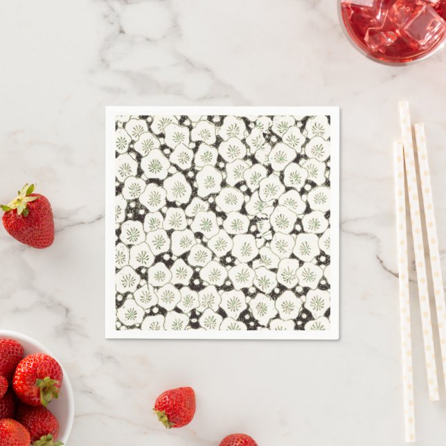 Japan White Flower floral garden Napkin (Insitu)