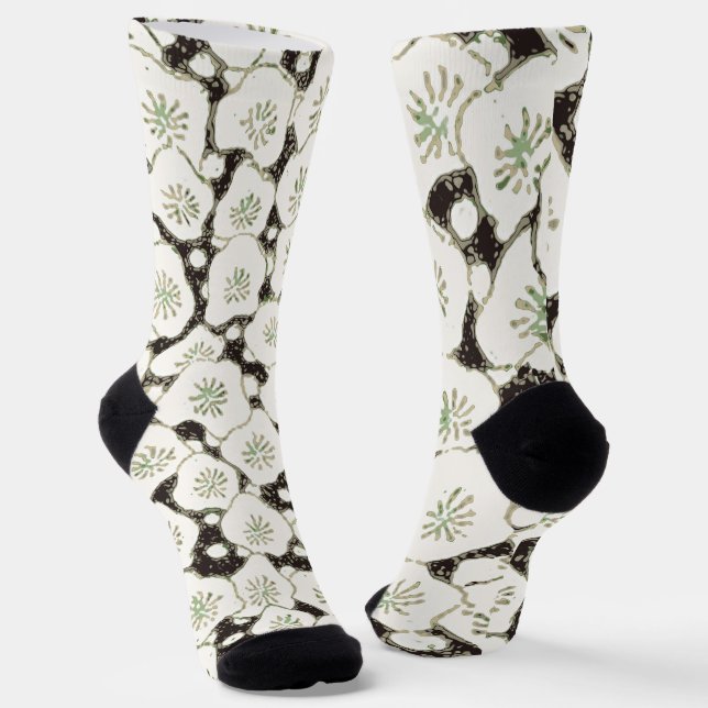 Japan White Flower floral garden Socks (Angled)